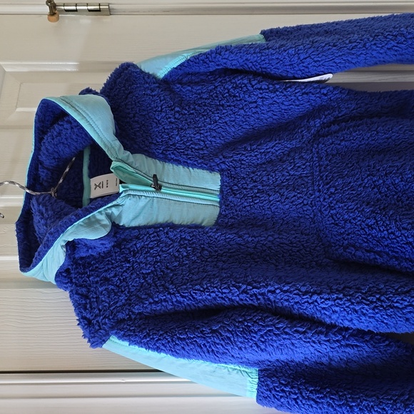 XERSION BRAND GIRLS BLUE & GREEN HOODED ZIPPERED JACKET SIZE MEDIUM 10/12 - Picture 4 of 16
